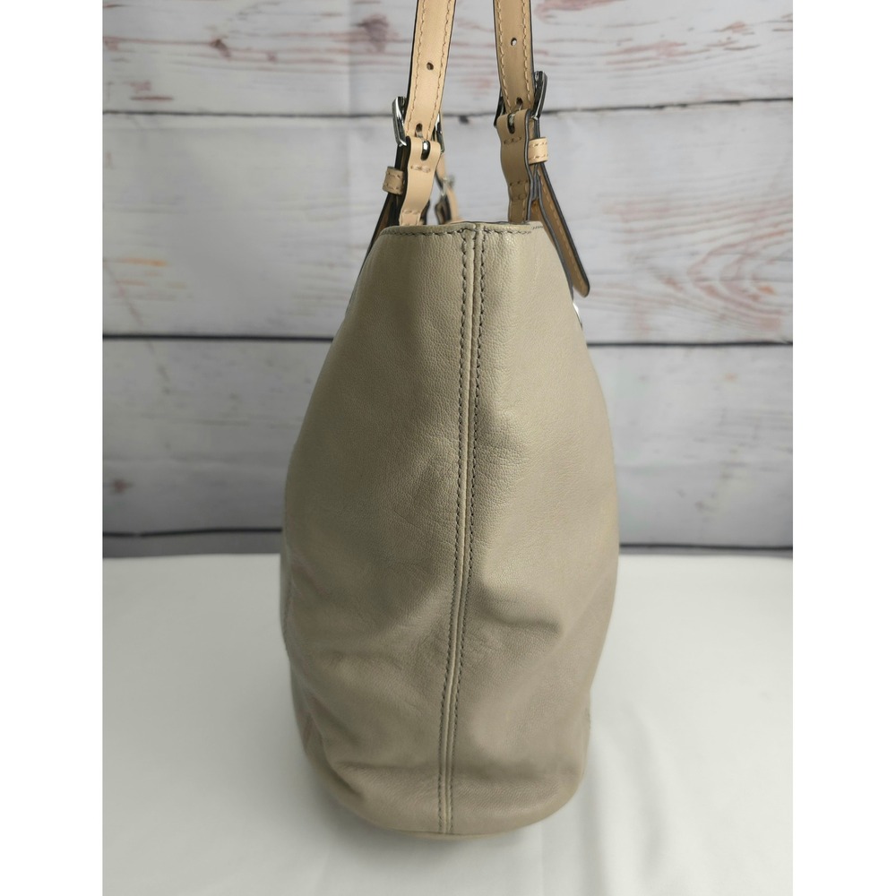 Michael Kors Bedford Gray Pebbled Leather Tote Shoulder Bag Silver Hardware - Picture 4 of 14